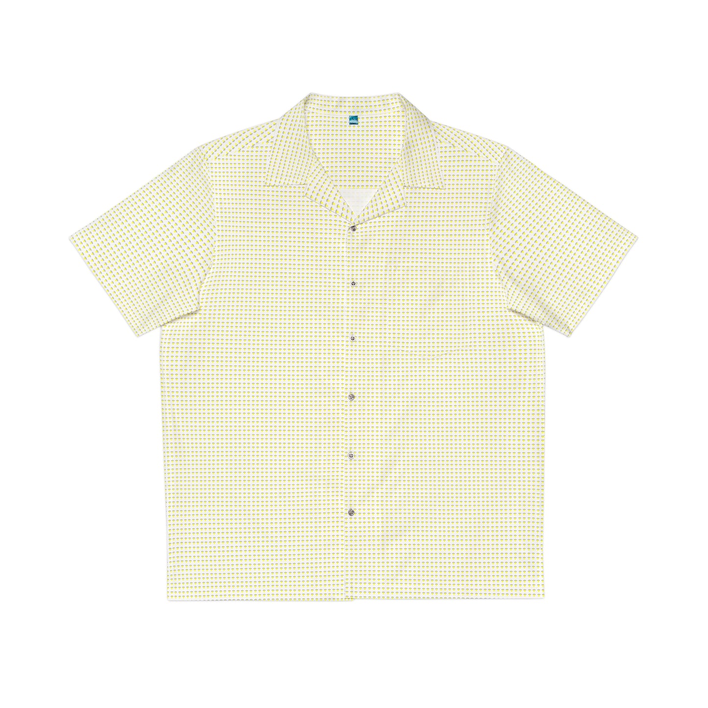 Waving UFO Small Print Short Sleeve Button Up - White